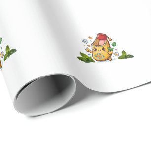 Happy Kawaii Moroccan Balgha - Traditional Yellow Wrapping Paper