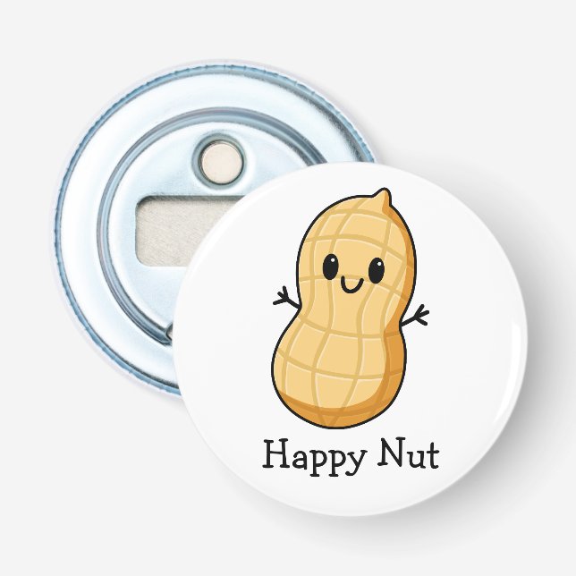 Happy Kawaii Peanut Cartoon – Cute Smiling Nut  Bottle Opener (Front)