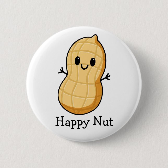 Happy Kawaii Peanut Cartoon – Cute Smiling Nut  Button (Front)