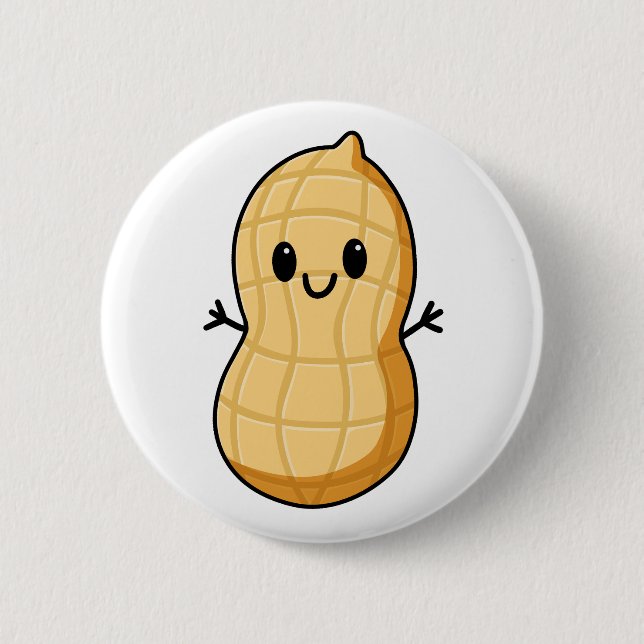 Happy Kawaii Peanut Cartoon – Cute Smiling Nut  Button (Front)