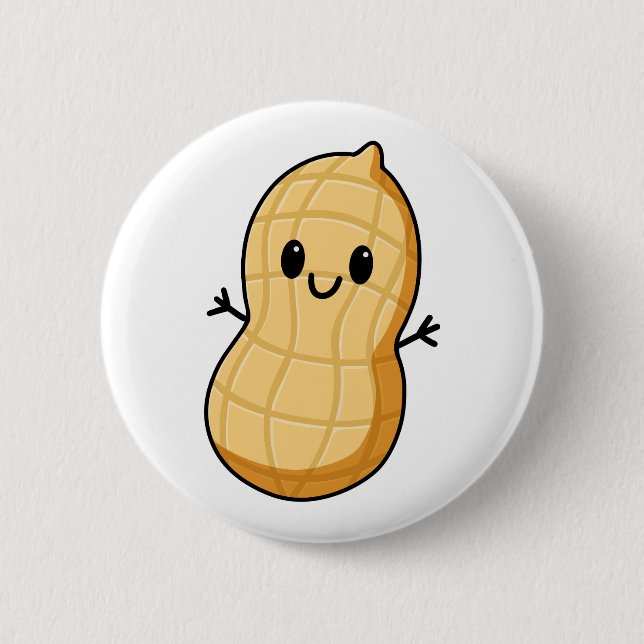 Happy Kawaii Peanut Cartoon – Cute Smiling Nut  Button (Front)