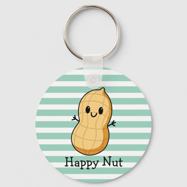Happy Kawaii Peanut Cartoon – Cute Smiling Nut  Keychain (Front)