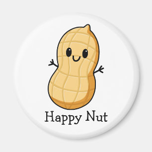 Happy Kawaii Peanut Cartoon – Cute Smiling Nut  Magnet
