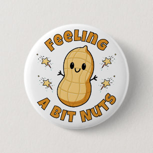 Happy Kawaii Peanut Cartoon – Feeling A Bit Nuts Button