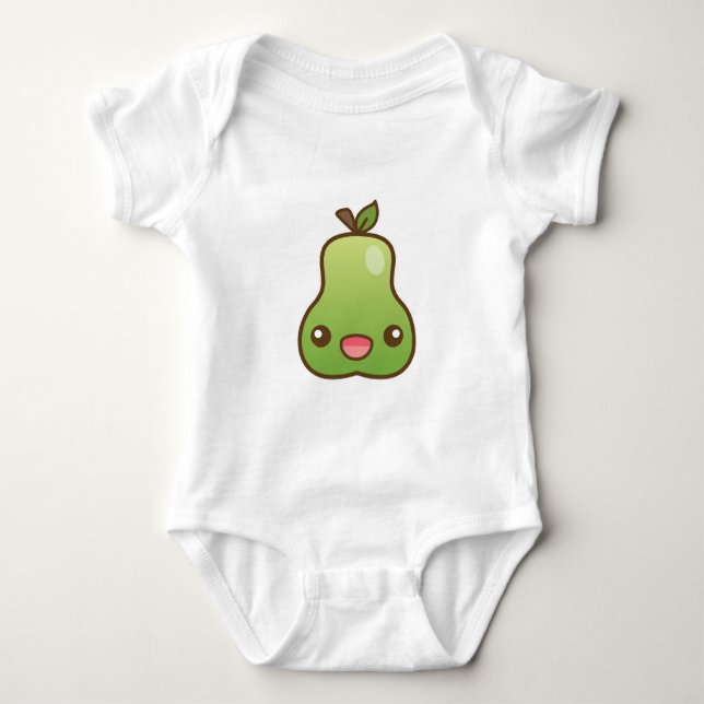 Happy Kawaii Pear Baby Bodysuit (Front)
