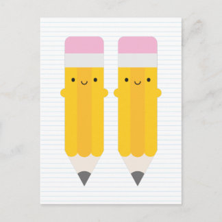 Happy Kawaii Pencils Postcard
