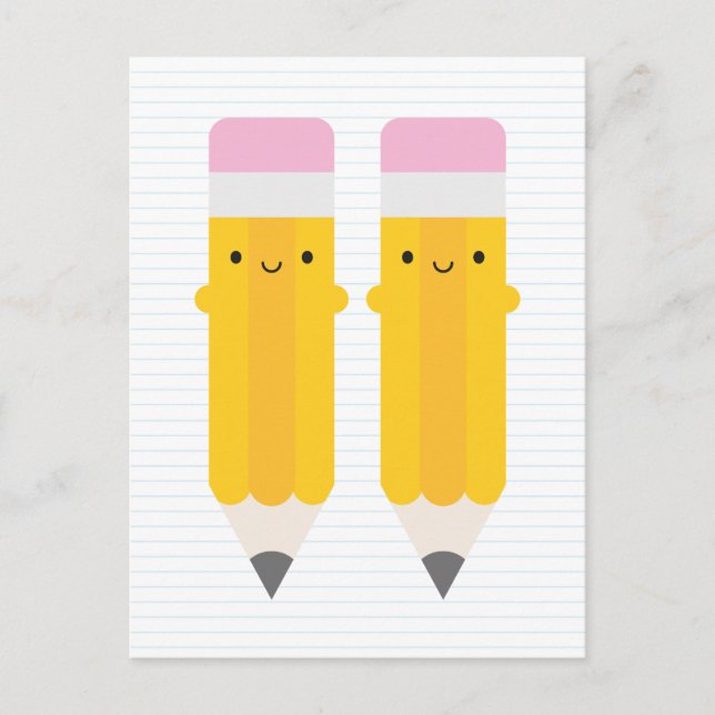 Happy Kawaii Pencils Postcard (Front)