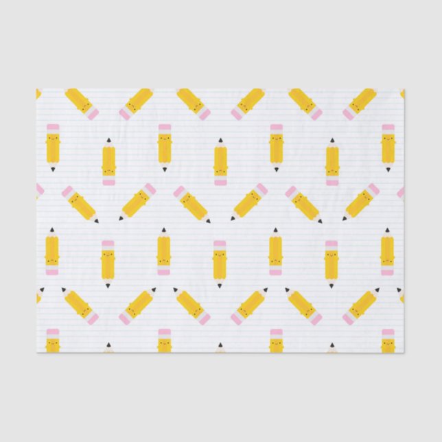 Happy Kawaii Pencils Tissue Paper (Front)