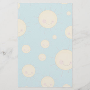 happy kawaii sunny suns pattern stationery