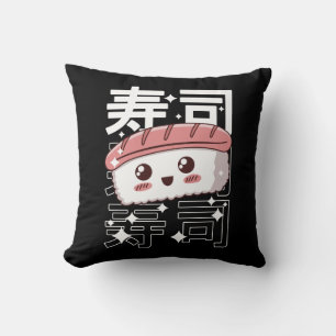Happy Kawaii Sushi Japanese Food Lover Gift Throw Pillow