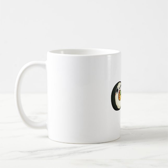 Happy Kawaii Sushi Rolls Coffee Mug (Left)
