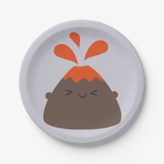 Happy Kawaii Volcano Paper Plates