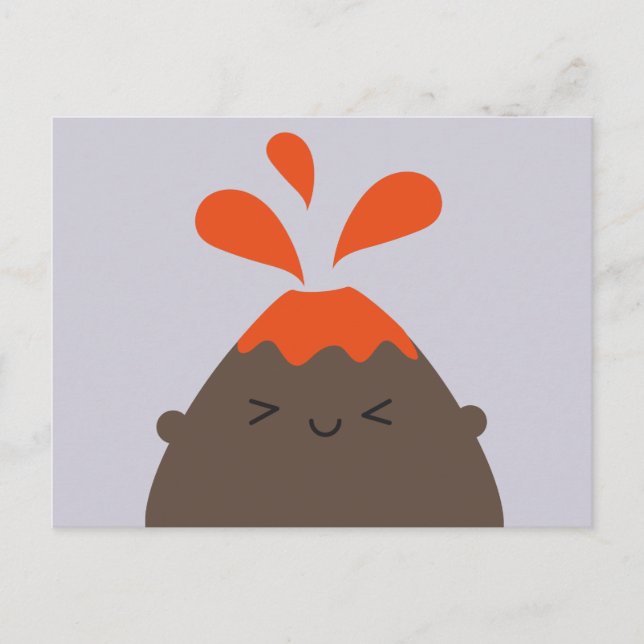 Happy Kawaii Volcano Postcard (Front)