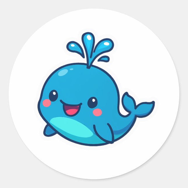 Happy Kawaii Whale Sticker – Cute Ocean Friend (Front)