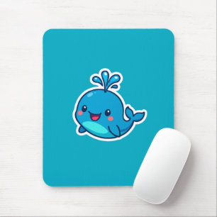 Happy Kawaii Whale Sticker – Cute Ocean Friend Mouse Pad