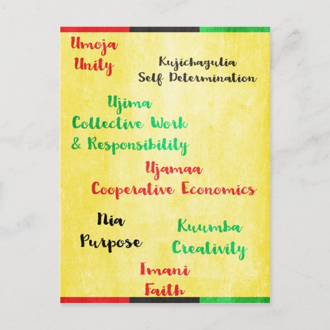 Happy Kawanzaa Seven Principles Postcard (Front)