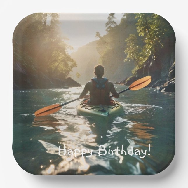 Happy Kayaking Paper Plates (Front)