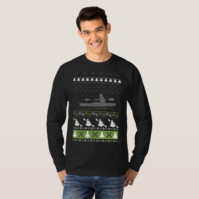 Happy Kayaking  Ugly Kayak Christmas Sweater (Front Full)