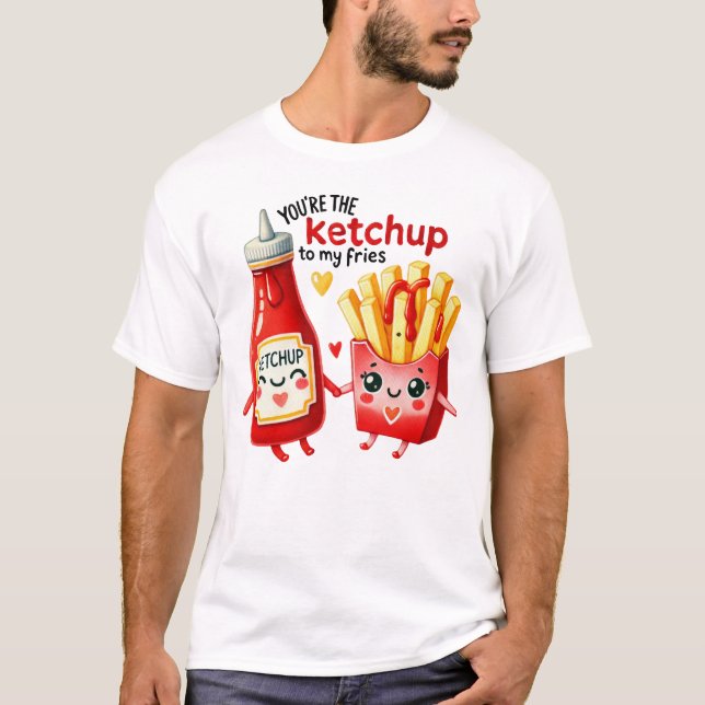 Happy Ketchup and French Fries Pair T-Shirt (Front)