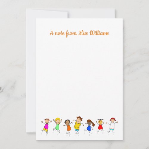 Happy Kids a Message From Teacher Personalized Note Card