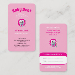 Happy Kids and Tooth Pink   Pediatric Dentist Business Card
