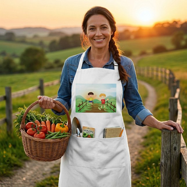 Happy Kids Playing Outdoors Adult Apron (Creator Uploaded)