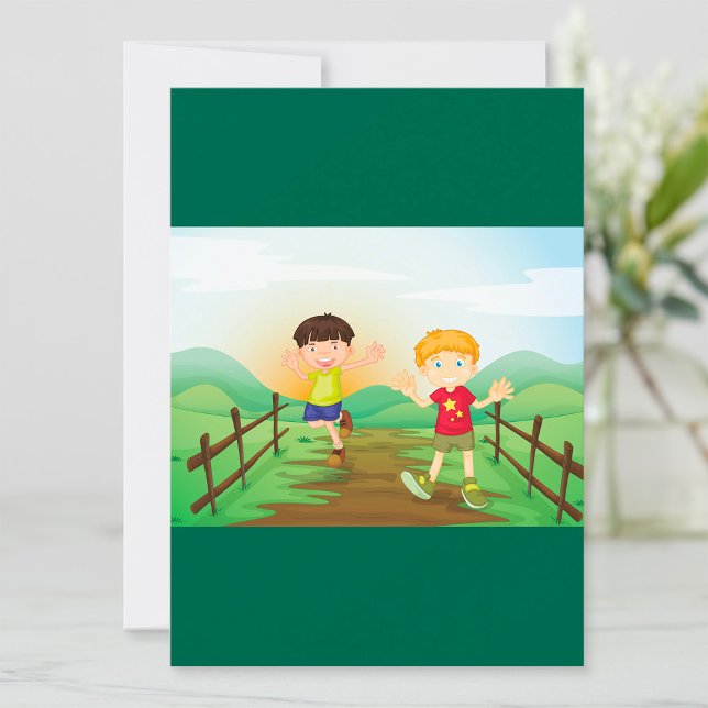 Happy Kids Playing Outdoors Invitation (Creator Uploaded)