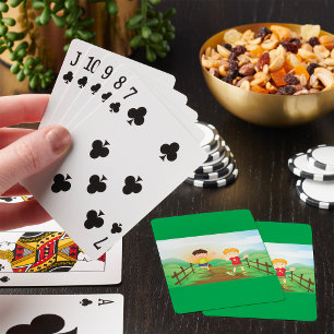 Happy Kids Playing Outdoors Poker Cards