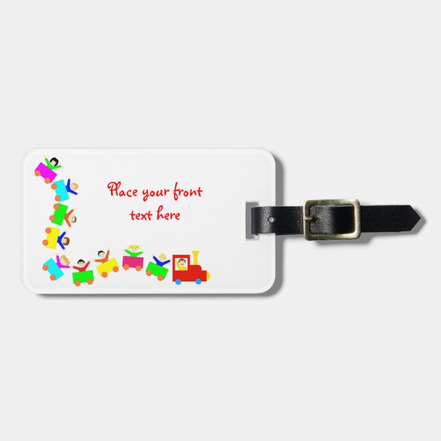 Happy Kids Train Luggage Tag (Front Horizontal)