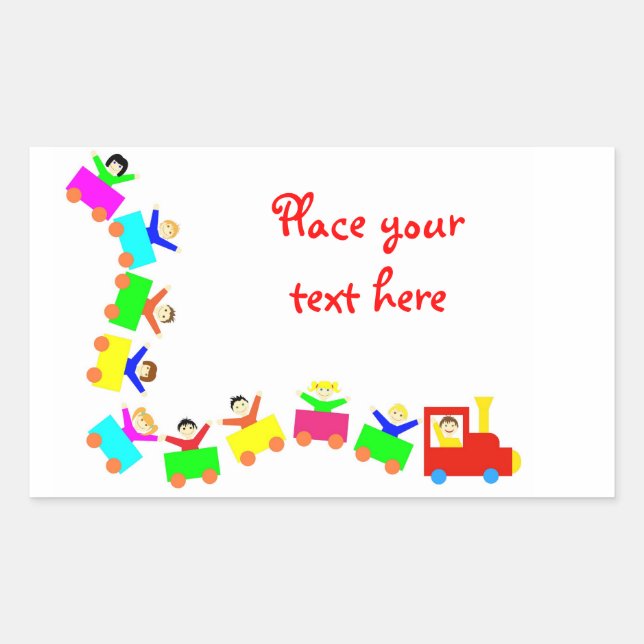 Happy Kids Train Rectangular Sticker (Front)