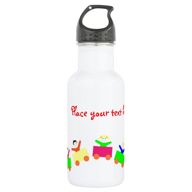 Happy Kids Train Stainless Steel Water Bottle (Front)