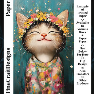 Happy Kitten, Flower Crown, Pink CQ8 Craft Paper