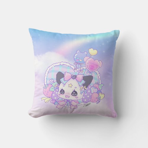 Happy kitty bunny _ Pastel fairy kei throw pillow