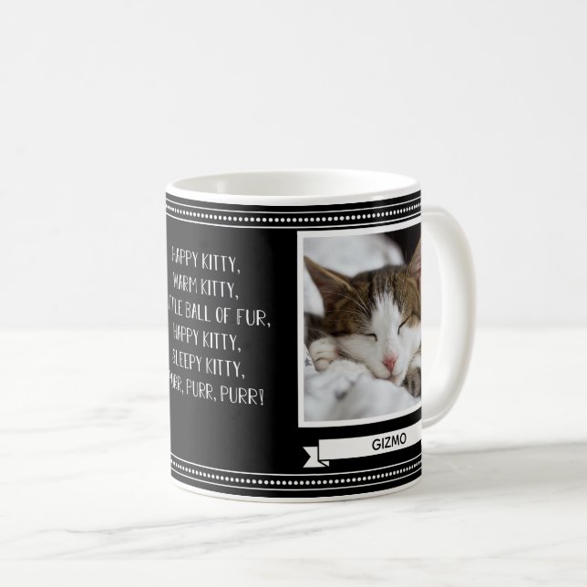 Happy Kitty Cat Personalized Photo Coffee Mug (Front Right)