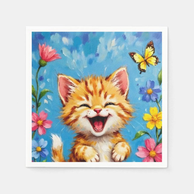 Happy Kitty Garden Napkins (Front)