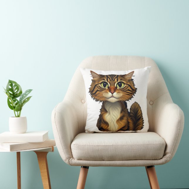 Happy Kitty  Throw Pillow (Chair)
