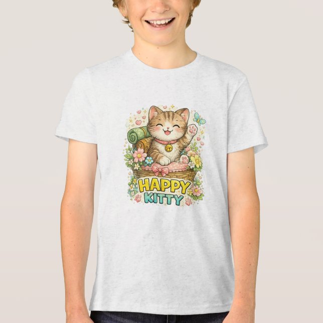 Happy Kitty Tri-Blend Shirt (Front)
