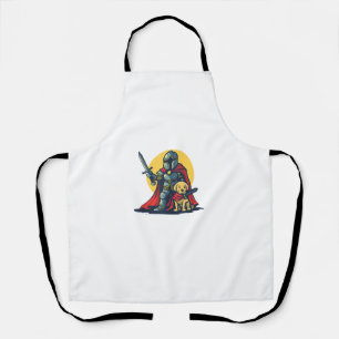 Happy Knight with dog for funny adults and kids  Apron