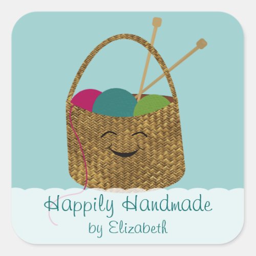 Happy Knitters Basket Personalized Stickers