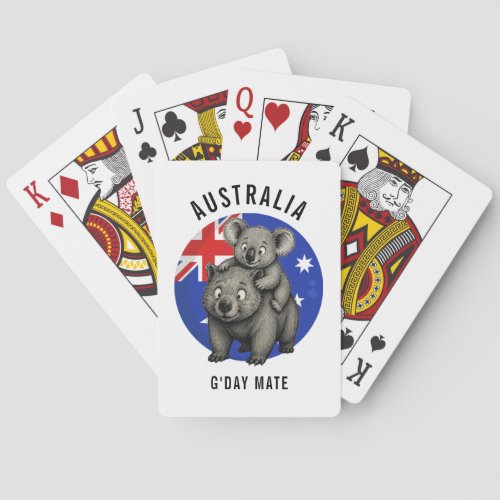 happy koala and wombat friends poker cards