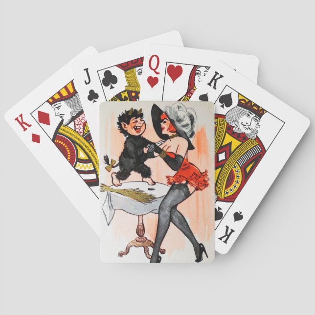 Happy Krampus with Temptress Vintage Christmas Poker Cards (Back)