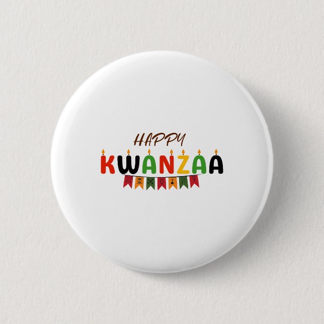 Happy Kwanzaa - 7 Principles Of Kwanzaa Tees  Button (Front)