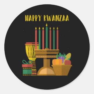 Happy Kwanzaa Africa Map Unity Flag Classic Round Sticker