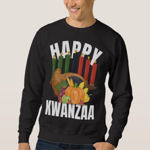 Happy Kwanzaa African American Holiday Candles Fir Sweatshirt
