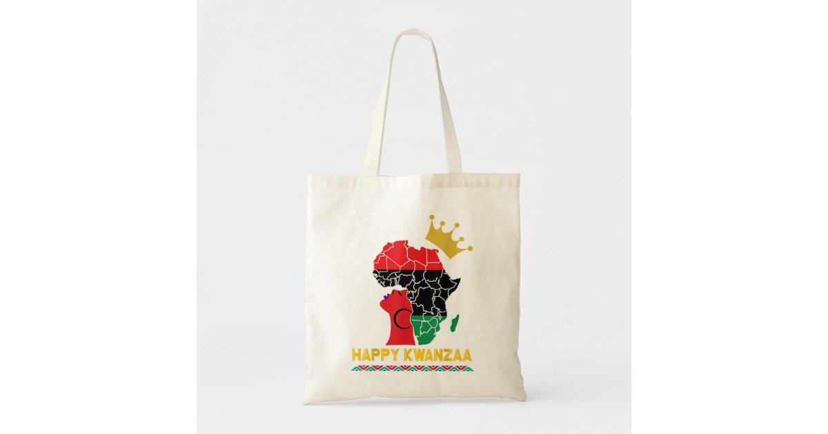 Happy Kwanzaa African Black Woman Queen Gold Crown Tote Bag