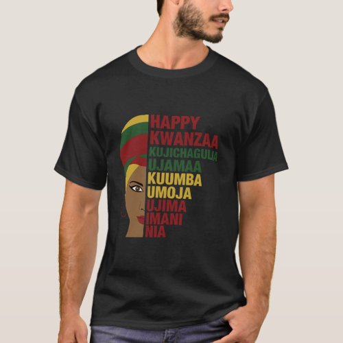 Happy Kwanzaa African Black Woman T_Shirt