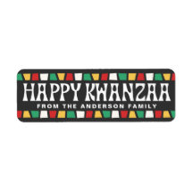 Happy Kwanzaa African mosaic borders custom name