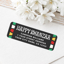 Happy Kwanzaa African mosaic return address