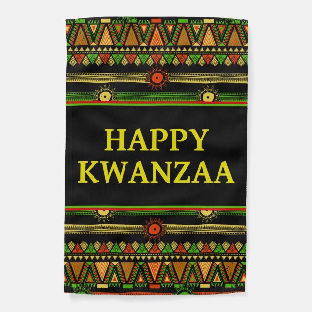 Happy Kwanzaa African Pattern Garden Flag (Front)