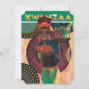 Happy Kwanzaa Beautiful African Girl Holiday Card